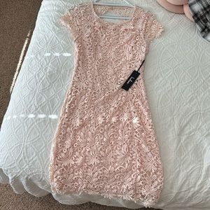 Lulus Lace Blush Mini Dress- Open Back
